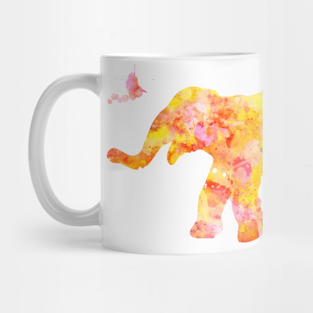 Yellow Baby Elephant Watercolor Painting by Miao Miao Design